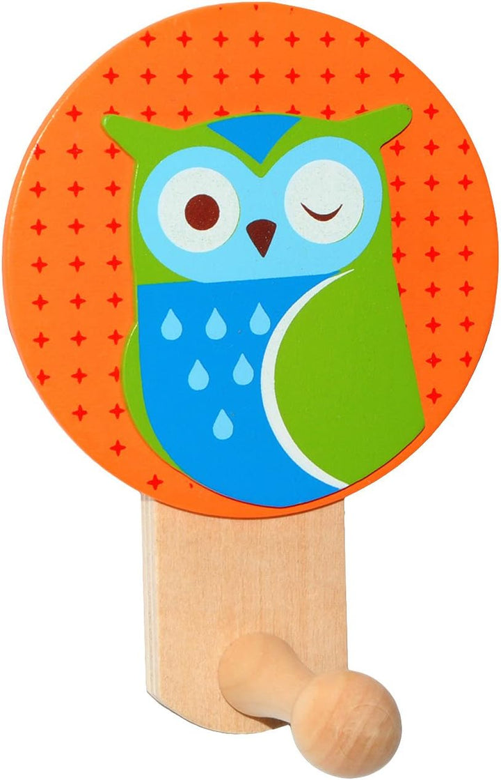alles-meine.de GmbH 6 Stück Garderobenhaken - Bunte Tiere/Waldtiere - aus Holz - Wandhaken/Kindergar