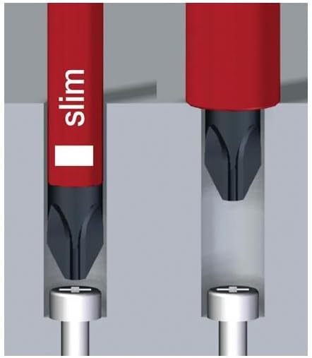 Wiha 43160 electricSchlitz, Phillips, Pozidriv 6-TLG. in slimBit-Box Bit Set Rot Schlitz, Phillips,