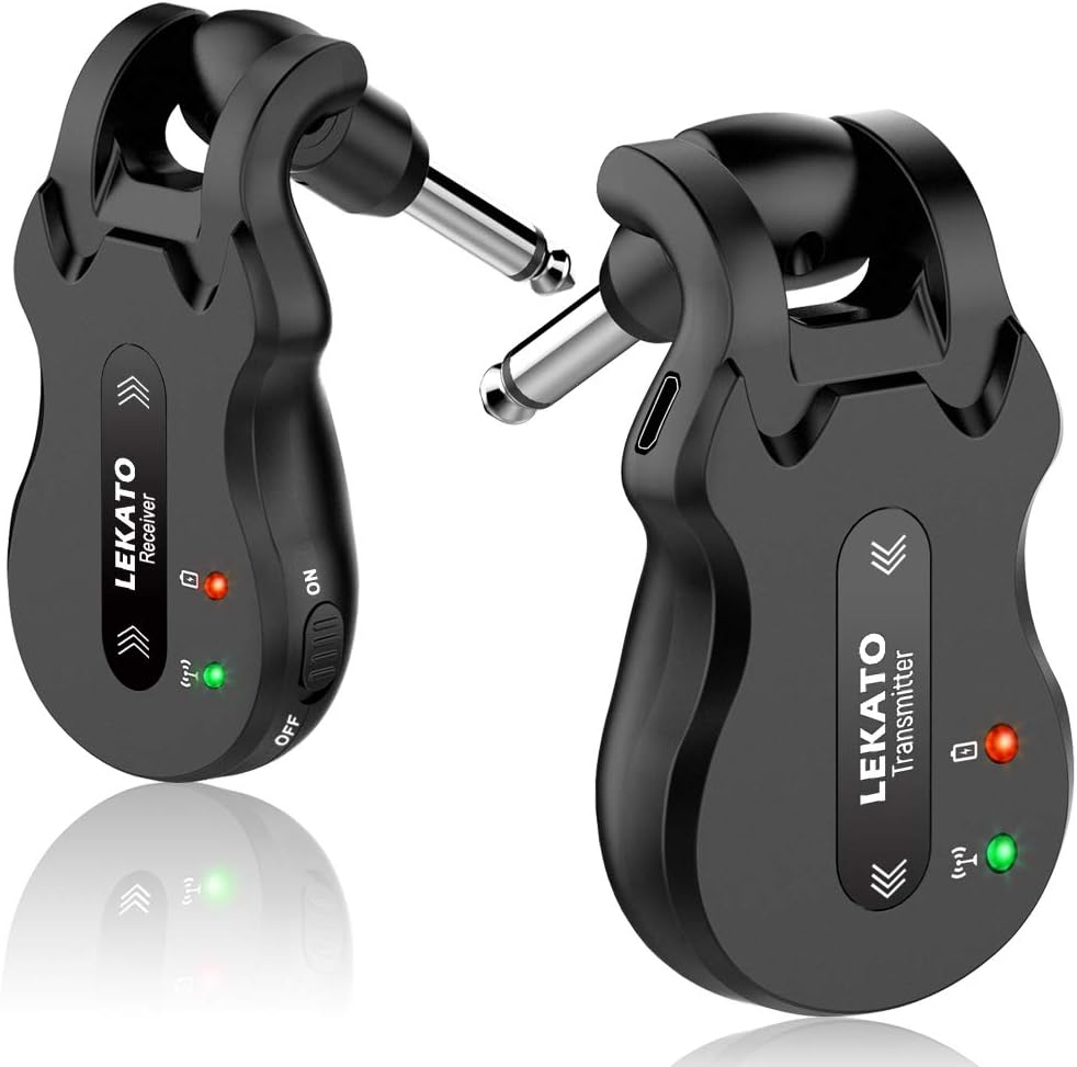 LEKATO 5,8 GHz Drahtloses Gitarrensystem Drahtloses Gitarrensystem Wiederaufladbares digitales Gitar