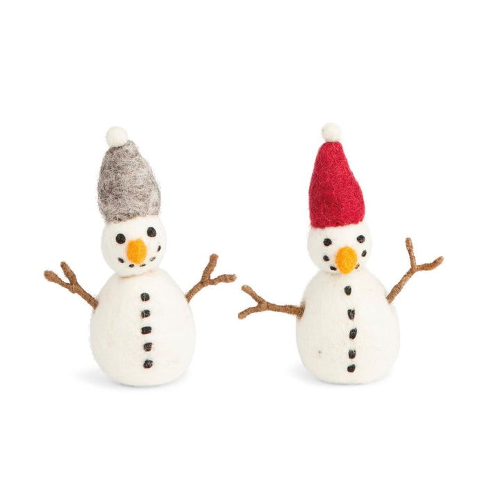 Én Gry & Sif Schneemann zum Hinstellen aus Filz, Weihnachtsdeko, Hand-Made & fair-Trade | 2er Set ro