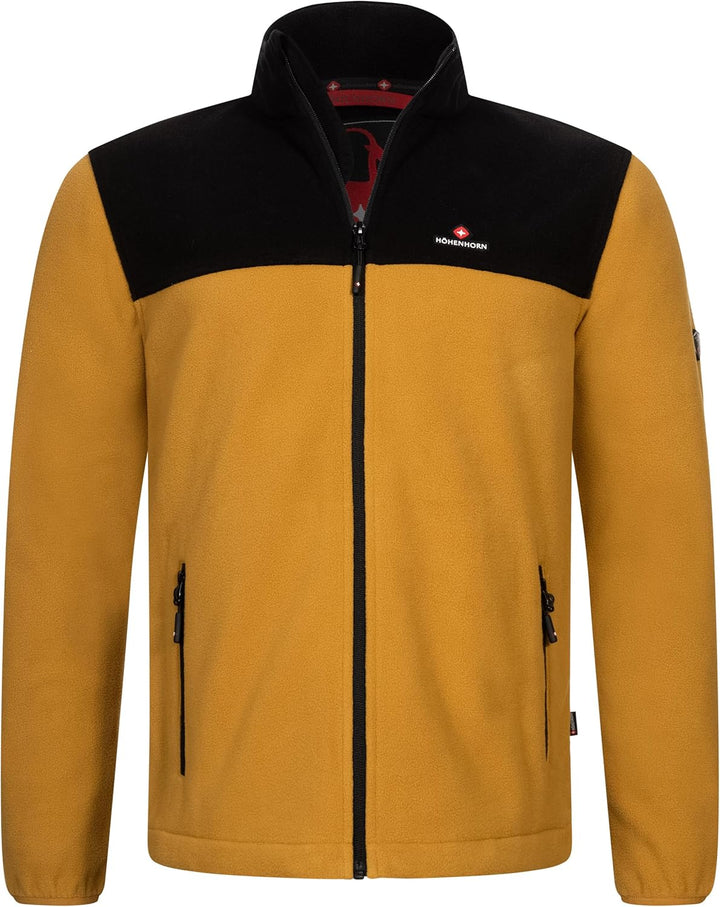 Höhenhorn Badus Herren Fleece Jacke Microfleece Full Zip Troyer Outdoor Wander Trekking, Senfgelb/Sc