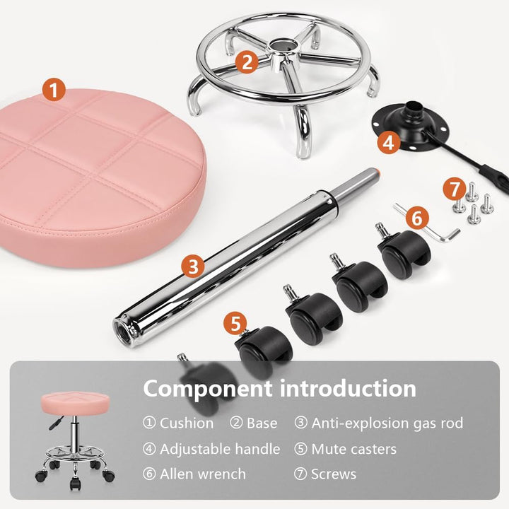 KKTONER Rollhocker mit Pedal (Rosa), Rosa