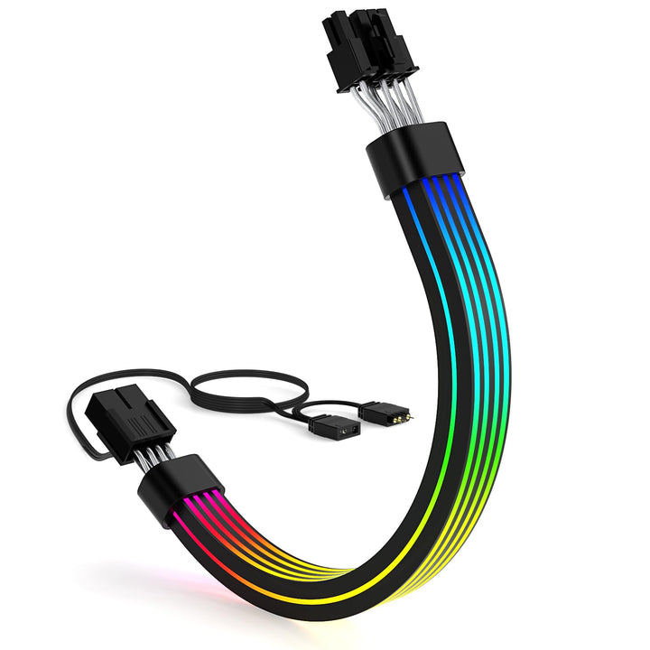 Sirlyr 8 Pin PCIE Cable,8 (6+2) Pin RGB PSU Cables Extension - Addressable 5V3Pin ARGB Decor Glass S