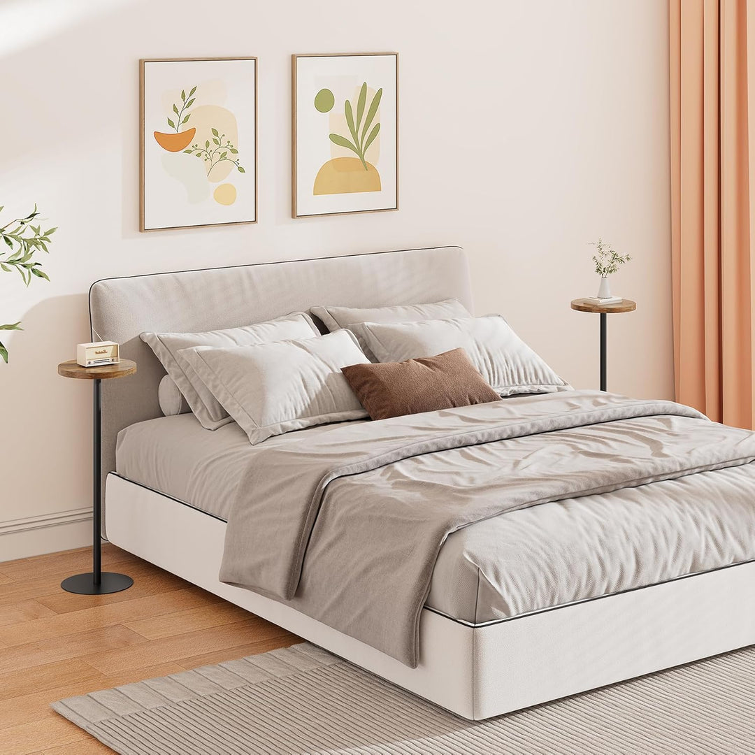 TUTOTAK TB01BB065EU Beistelltisch, hoch, runder Getränketisch, kleiner Standtisch, Wohnzimmer, Braun
