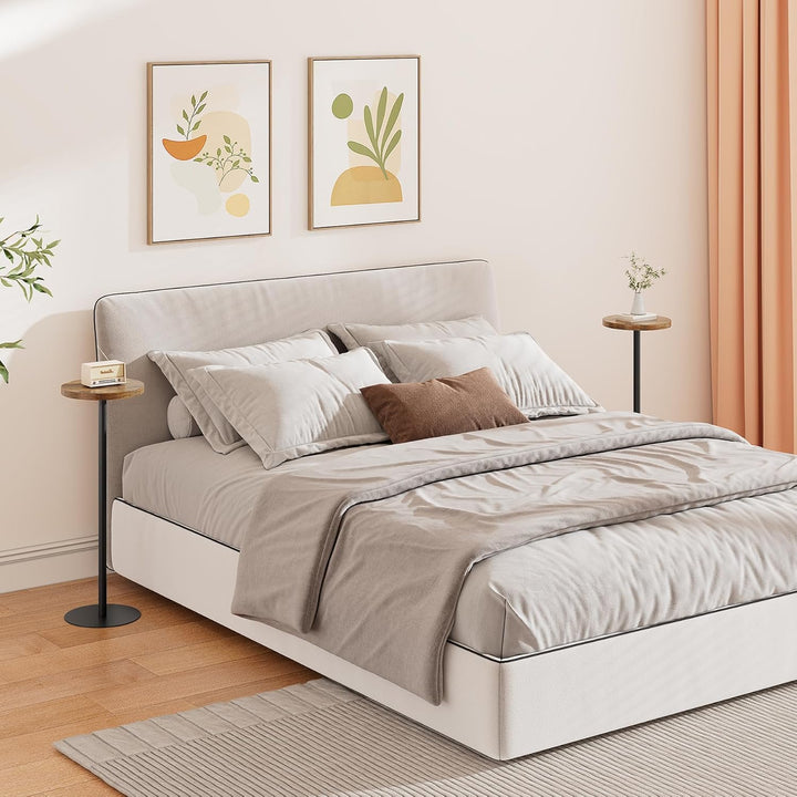 TUTOTAK TB01BB065EU Beistelltisch, hoch, runder Getränketisch, kleiner Standtisch, Wohnzimmer, Braun