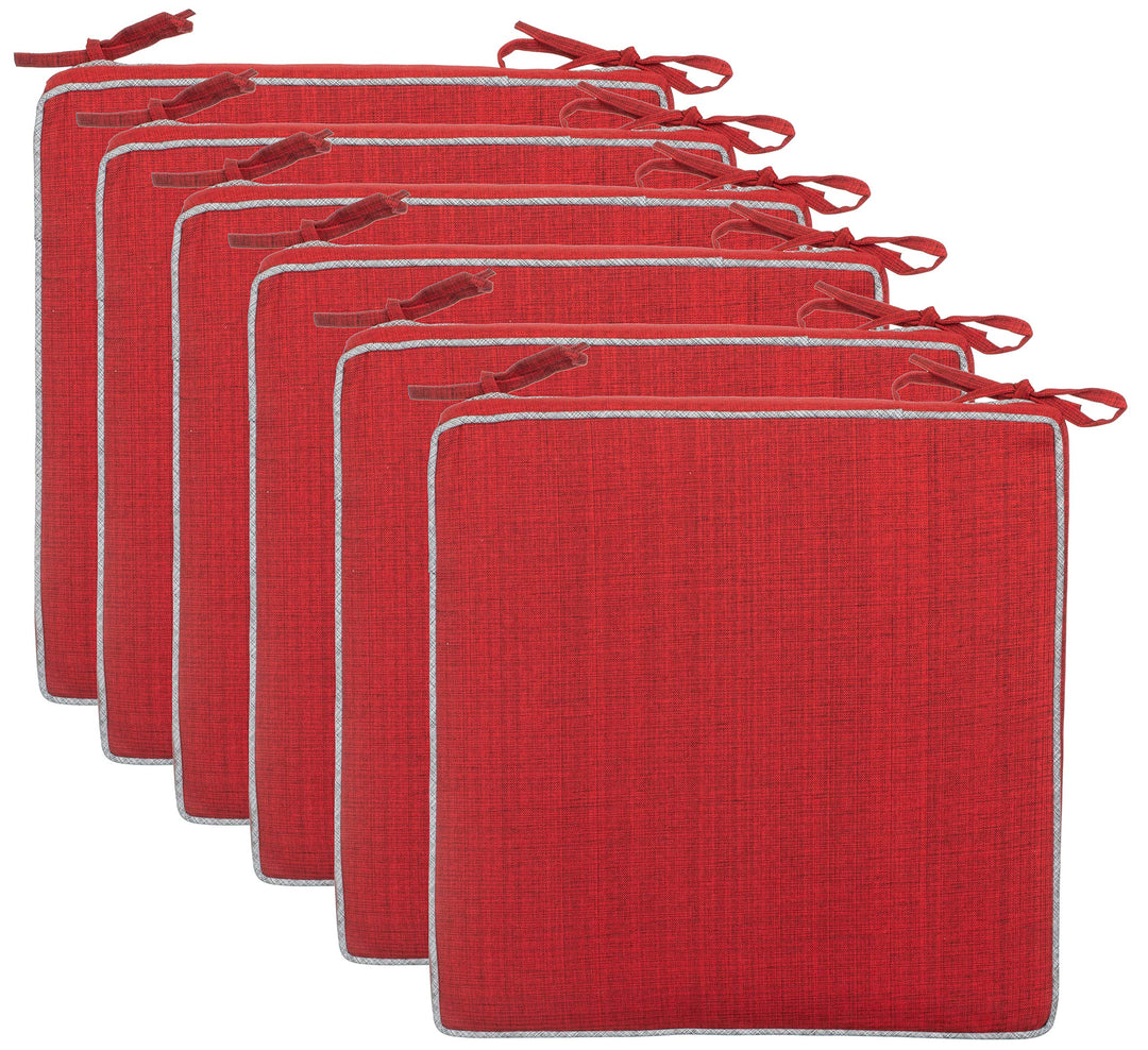Brandsseller 6er Set Sitzkissen 40x40x4 cm – Wasser- & schmutzabweisende Stuhlkissen mit Bindebänder