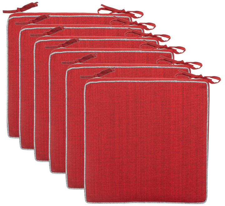 Brandsseller 6er Set Sitzkissen 40x40x4 cm – Wasser- & schmutzabweisende Stuhlkissen mit Bindebänder