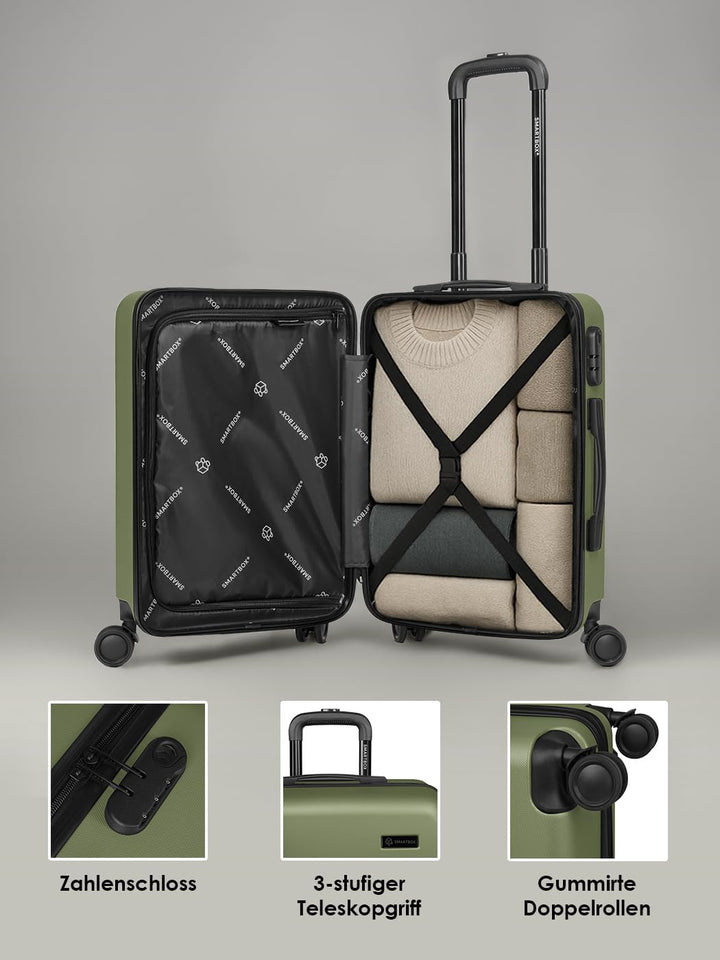 Smartbox Hartschalen Kabinen-Koffer für Damen & Herren | Kleiner Trolley 40 x 23 x 55 cm aus hochwer