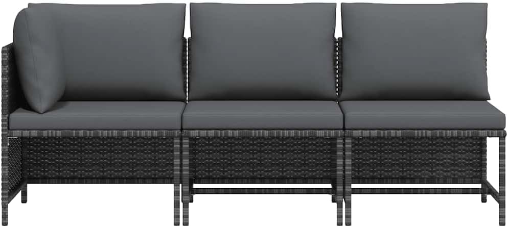 vidaXL Gartenmöbel 3-TLG. mit Kissen Mittelsofa Ecksofa Sofa Lounge Gartenset Gartensofa Garten Garn