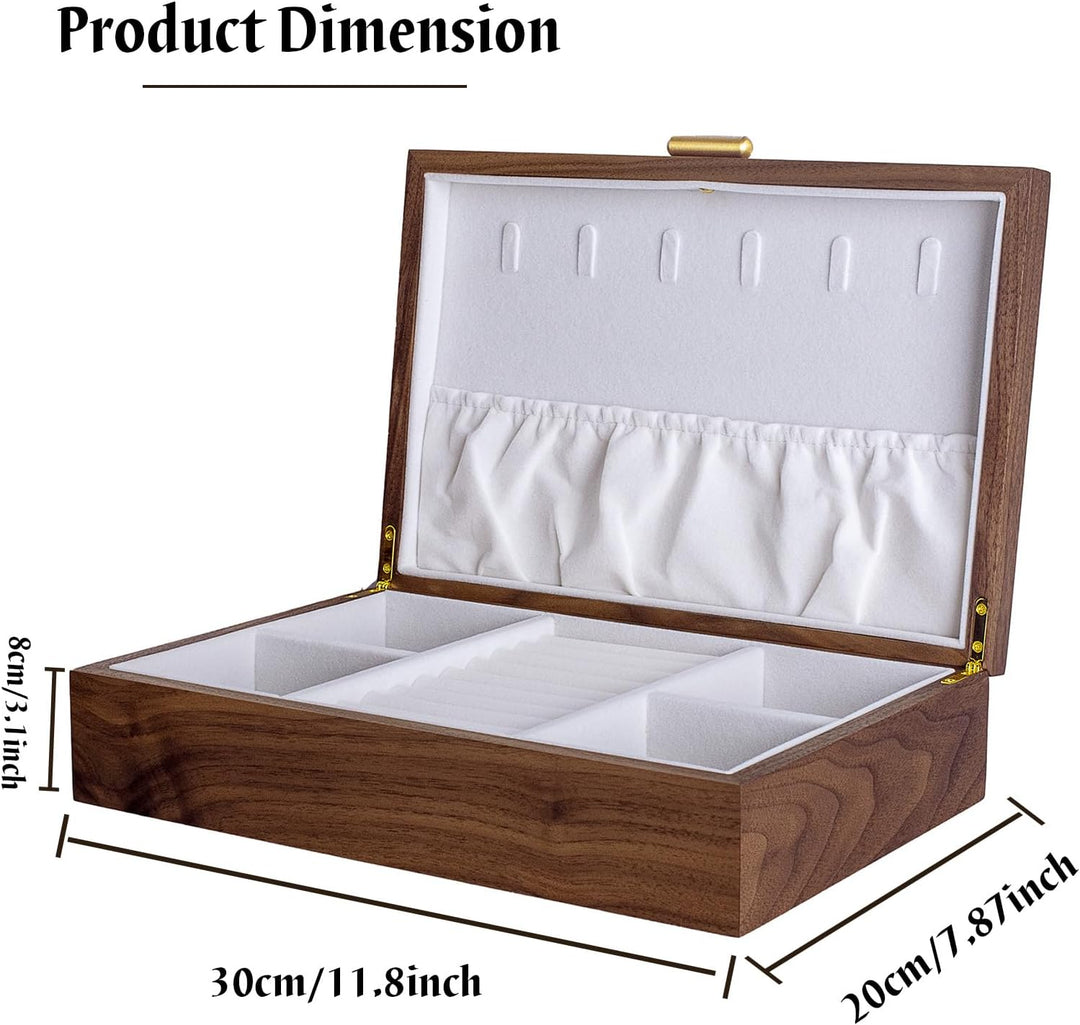 Schmuckkasten – Handgefertigtes Massivholz Retro Schmuck Box mit Schubladen Samt Innenfutter, Armbän