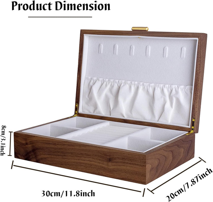 Schmuckkasten – Handgefertigtes Massivholz Retro Schmuck Box mit Schubladen Samt Innenfutter, Armbän