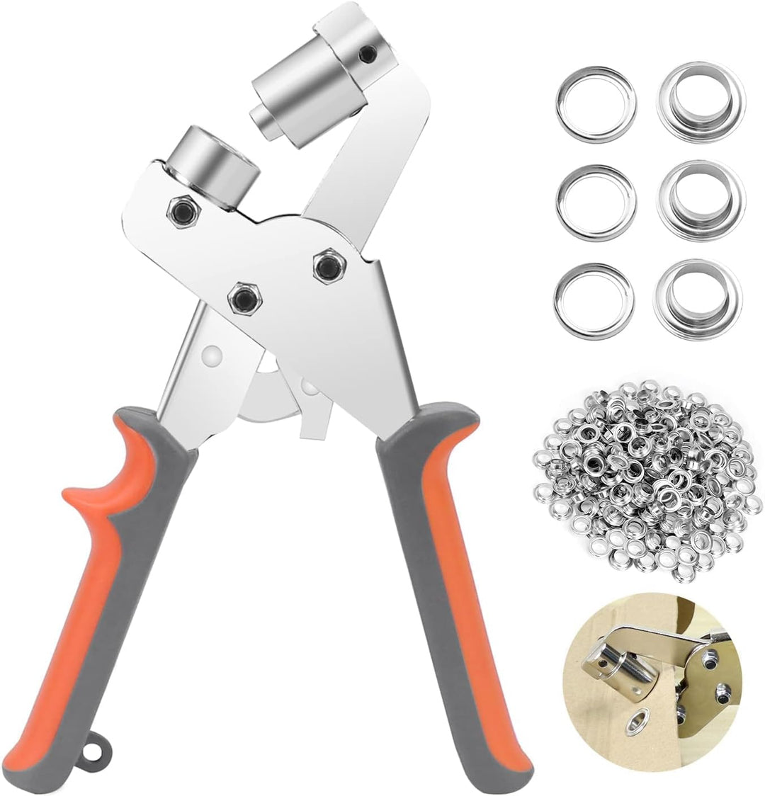 BriSunshine Ösenzange Set mit 500PCS (Innen Ø 10mm) Metallösen Ösen,Professionelles Handheld Ösensta