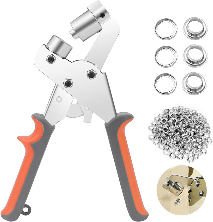 BriSunshine Ösenzange Set mit 500PCS (Innen Ø 10mm) Metallösen Ösen,Professionelles Handheld Ösensta