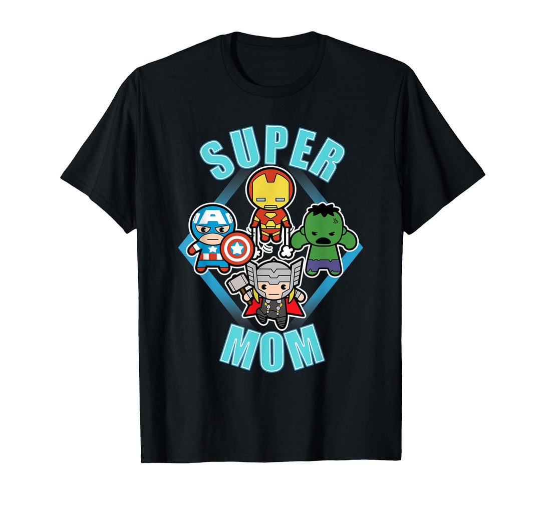 Men's Marvel Mother's Day Kawaii Team Super Mom Graphic T-Shirt 3XL Black