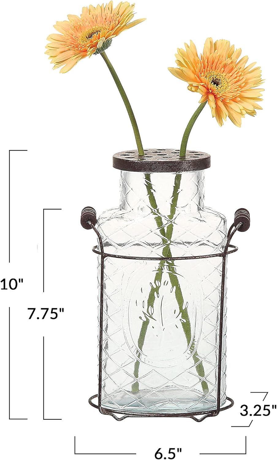 Creative beeinflusst de3875 Glas und Metall Vase, 26,7 cm, L
