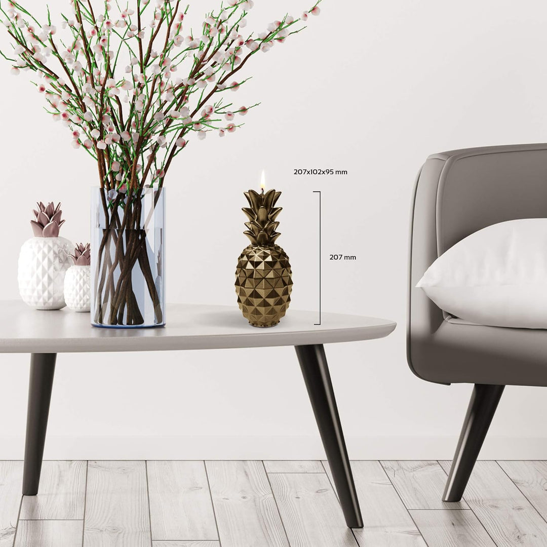 Candellana Ananas Paraffinkerze 100x100x210 mm - Messing Kerze Dekorativ - Kerzen Aesthetic 3D - Can