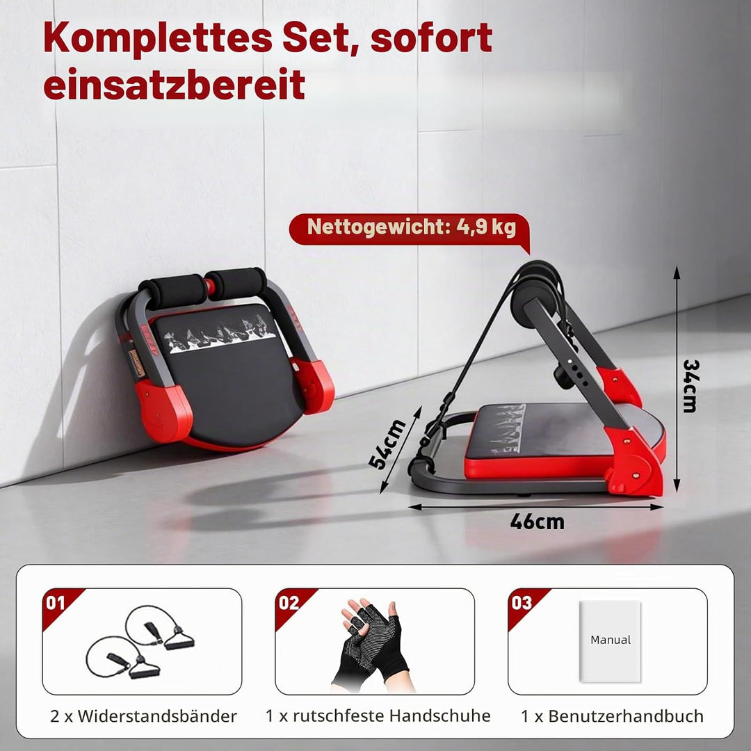 Core Bauchtrainer für Zuhause, Klappbarer Bauchroller Bauchmuskeltrainer Fitnessgeräte für Zuhause,