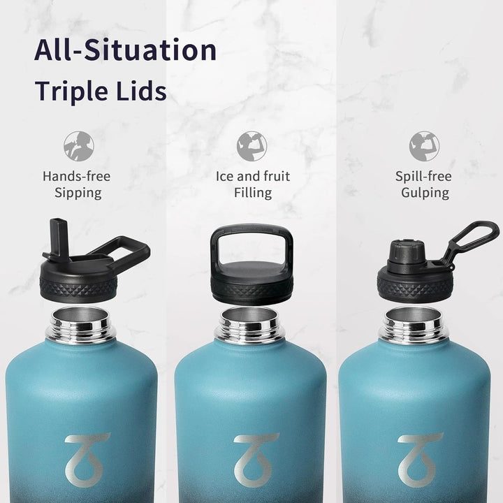 Trebo 1.5 l Wasserflasche isoliert mit Paracord-Griff, 3.6 l Edelstahl-Sport-grosser Krug, lebensmit