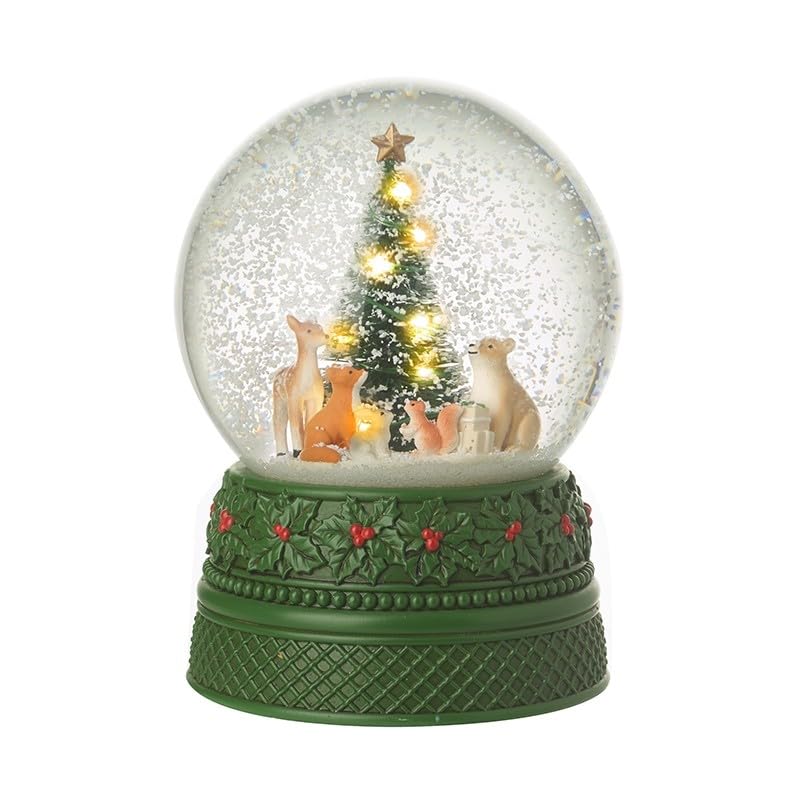 Heaven Sends Schneekugel mit Musik, Waldtiere, beleuchtet, Weihnachten