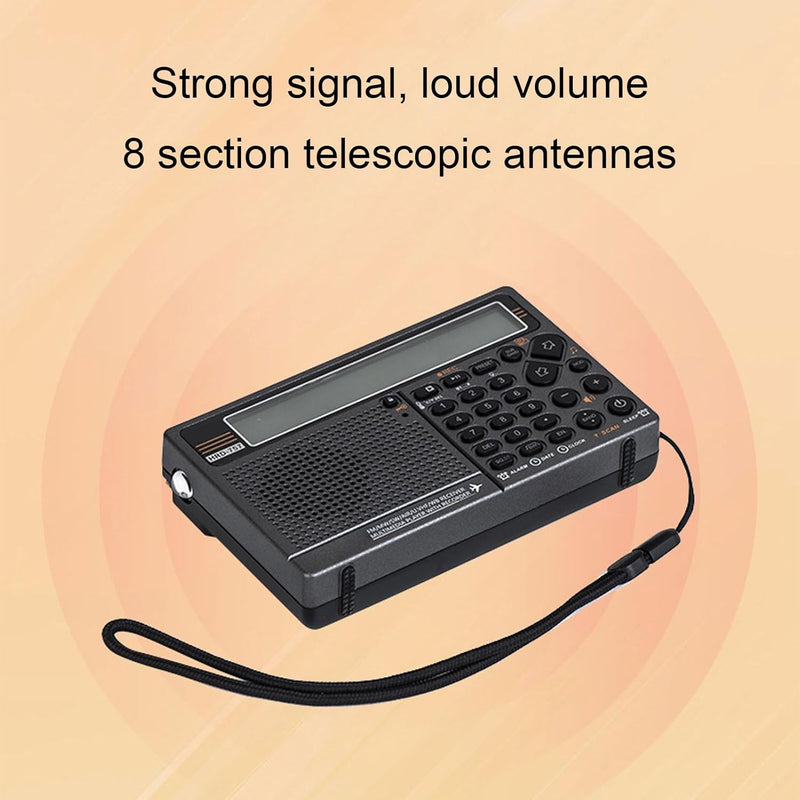 Tragbares Kurzwellenradio, HRD-757 SW FM MW AIR V.UHF WB Multiband-Radio Batteriebetrieben, 2500 MAh