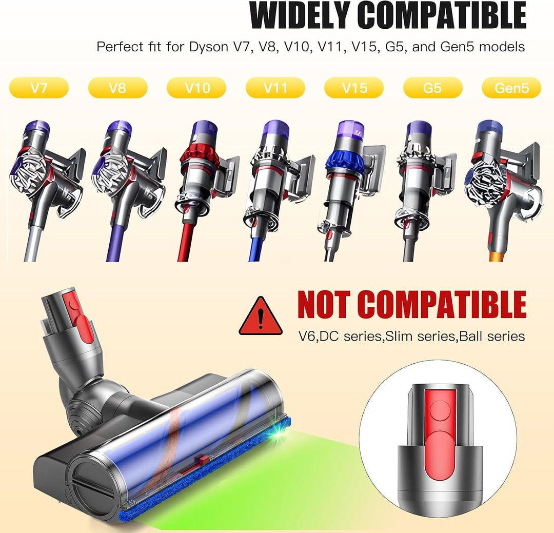Elektrischer Bürstenkopf Ersatz für Dyson V7 V8 V10 V11 V15 – Direktantrieb Bodendüse mit Einseitige