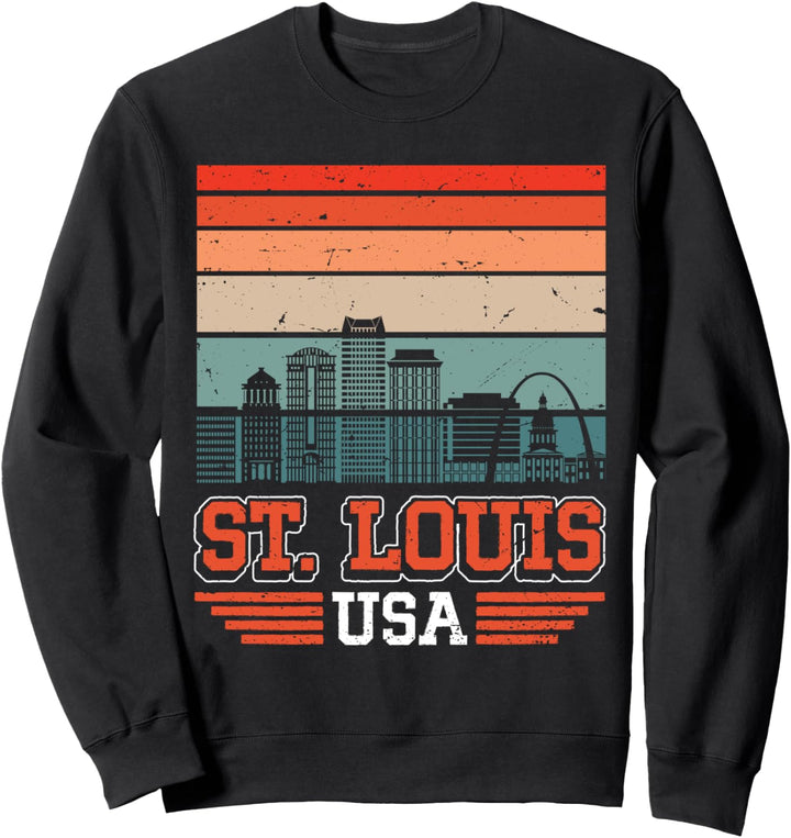 St. Louis USA Retro Vintage-Skyline bei Sonnenuntergang St. Louis Sweatshirt