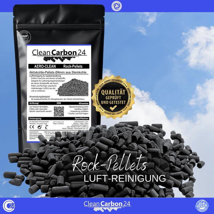 10 Liter Aktivkohle Pellets Ø4mm, aus Steinkohle zur Luftreinigung (AERO-CLEAN Rock-Pellets) [Energi