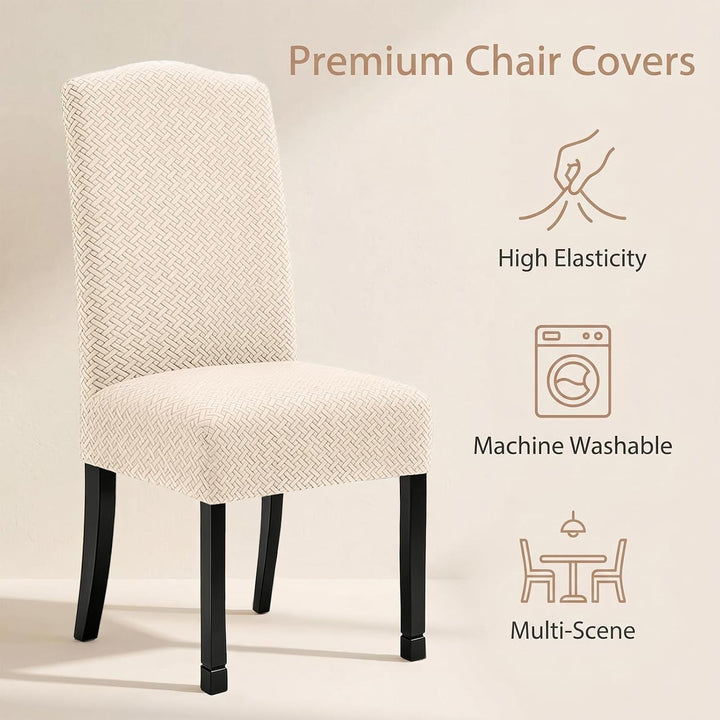 KELUINA Stretch wasserdichte Jacquard mit langem Gitter Esszimmer Stuhlhussen Home Decor, Stuhlhusse