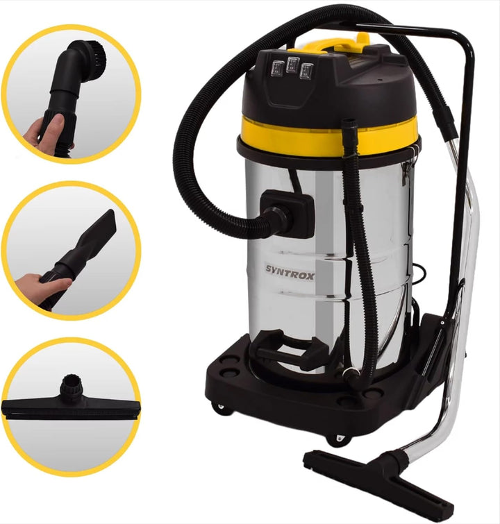 Syntrox Germany Industriesauger Samaka XL Edelstahl, 3 Saugturbinen, Grossraumsauger, Leistungsstark