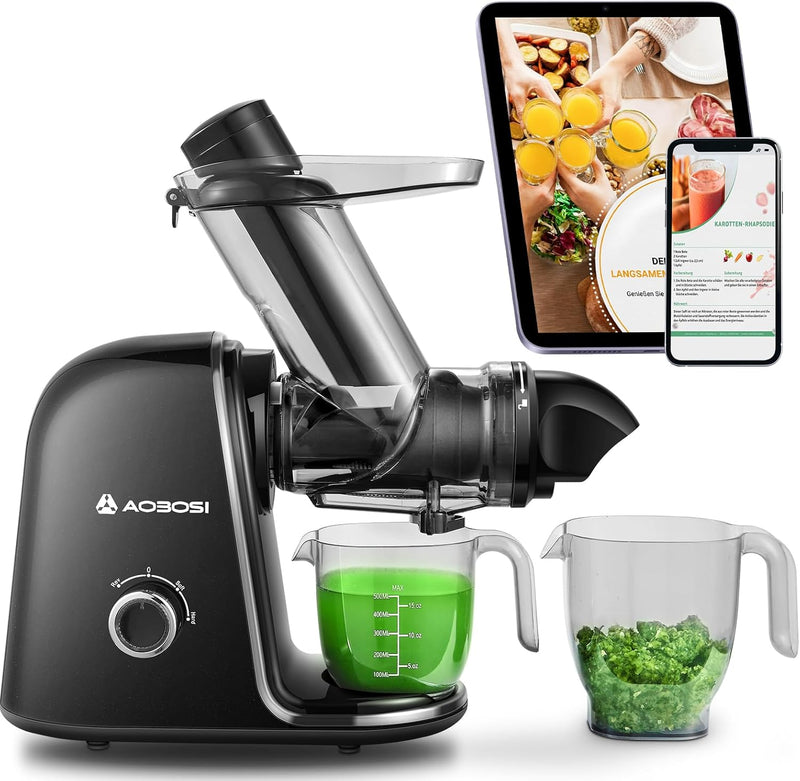 Entsafter AOBOSI-Slow juicer mit 2 Geschwindigkeitsstufen-Entsafter gemüse und obst mit 8 stufiger S