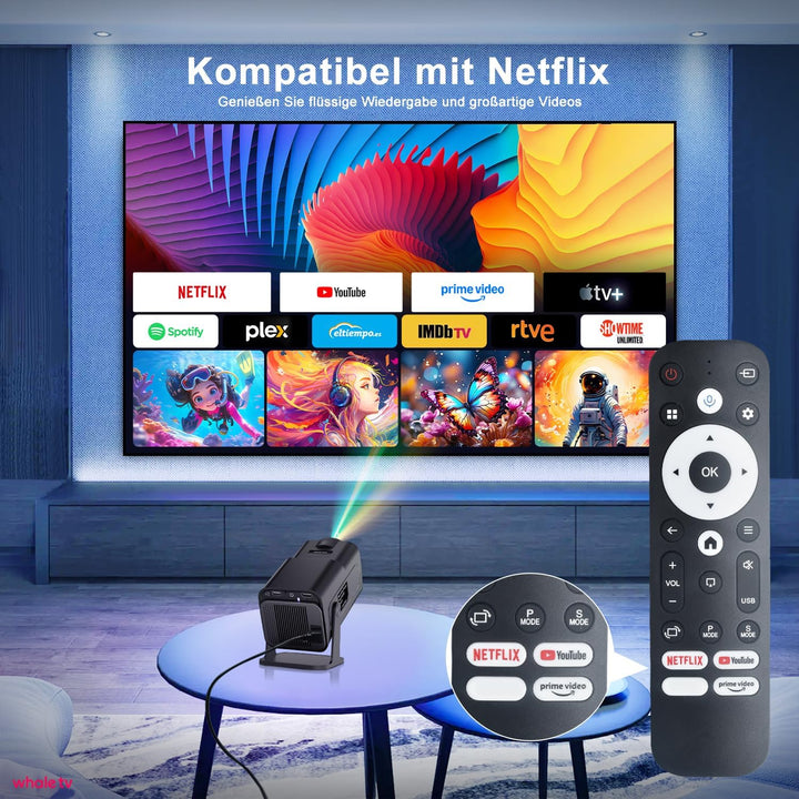 Salange Mini Beamer,kompatibel mit Netflix,4K Unterstützt Android 13, Smart Projector Portable 5G Wi