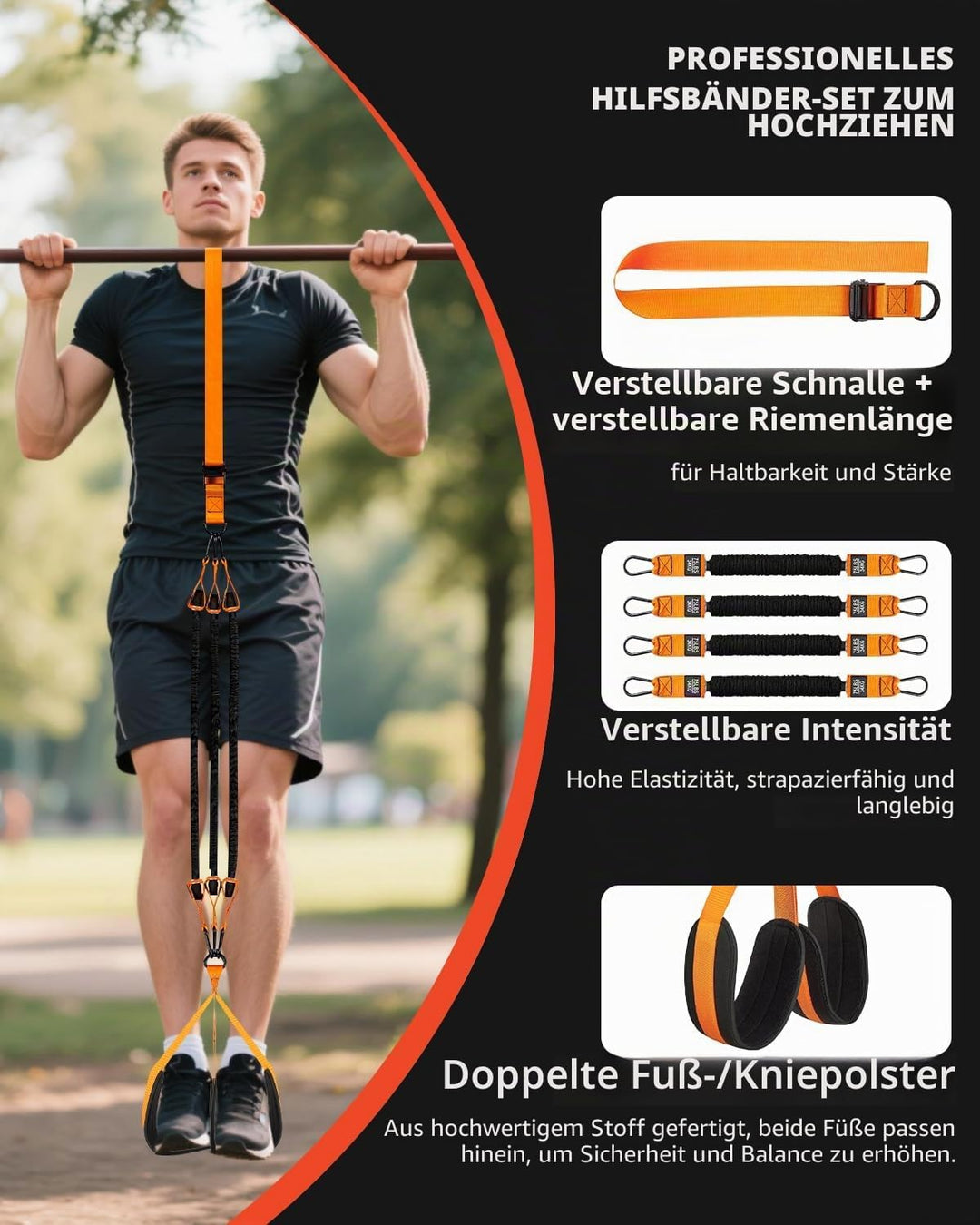 Abahub Klimmzugband Set Klimmzughilfe Widerstandsbänder Pull UP Band für Klimmzüge, Training zu Haus