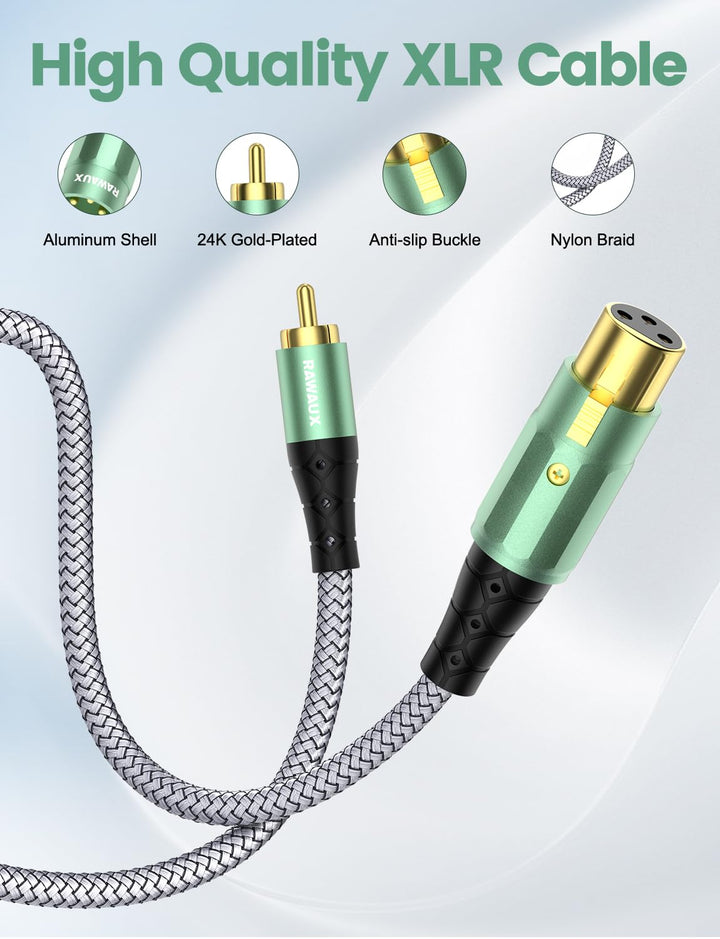 XLR auf Cinch Kabel, Subwoofer Kabel XLR Buchse auf Cinch Stecker Microfonkabel Stereo Audio Microfo