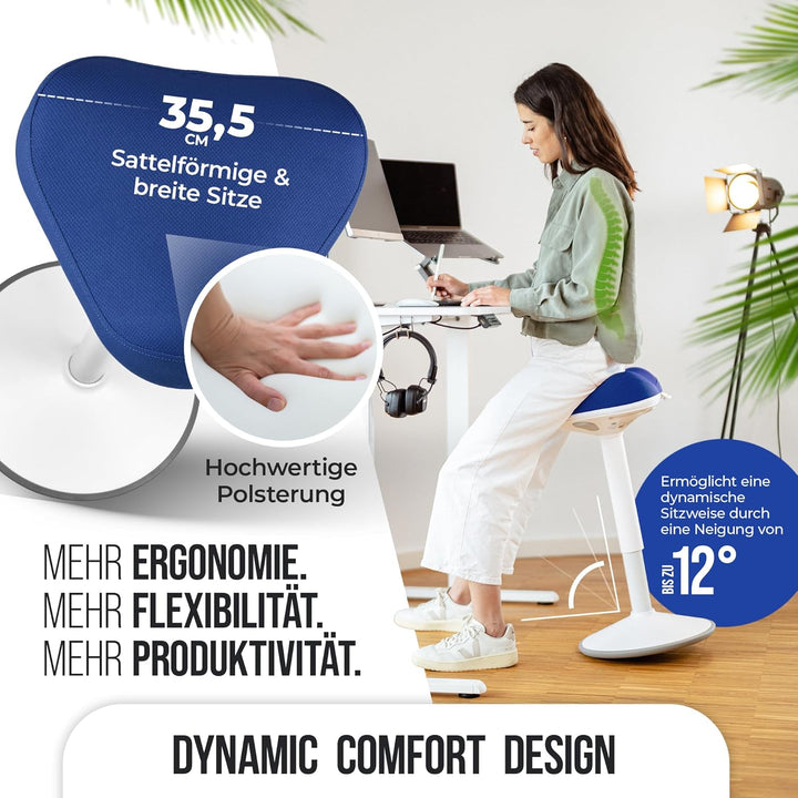 SH-01S Zip Ergonomischer Bürohocker mit abnehmbarem Zip-Bezug | Aktives Sitzen & Stabiler Schwingeff