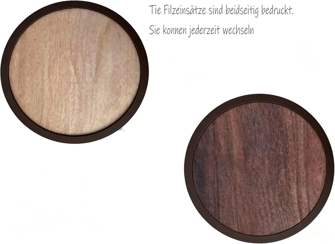 Silikon-Untersetzer Set 6 Stück - rutschfeste Getränkeuntersetzer mit 6 Saugfähigen Filzeinsätzen (H