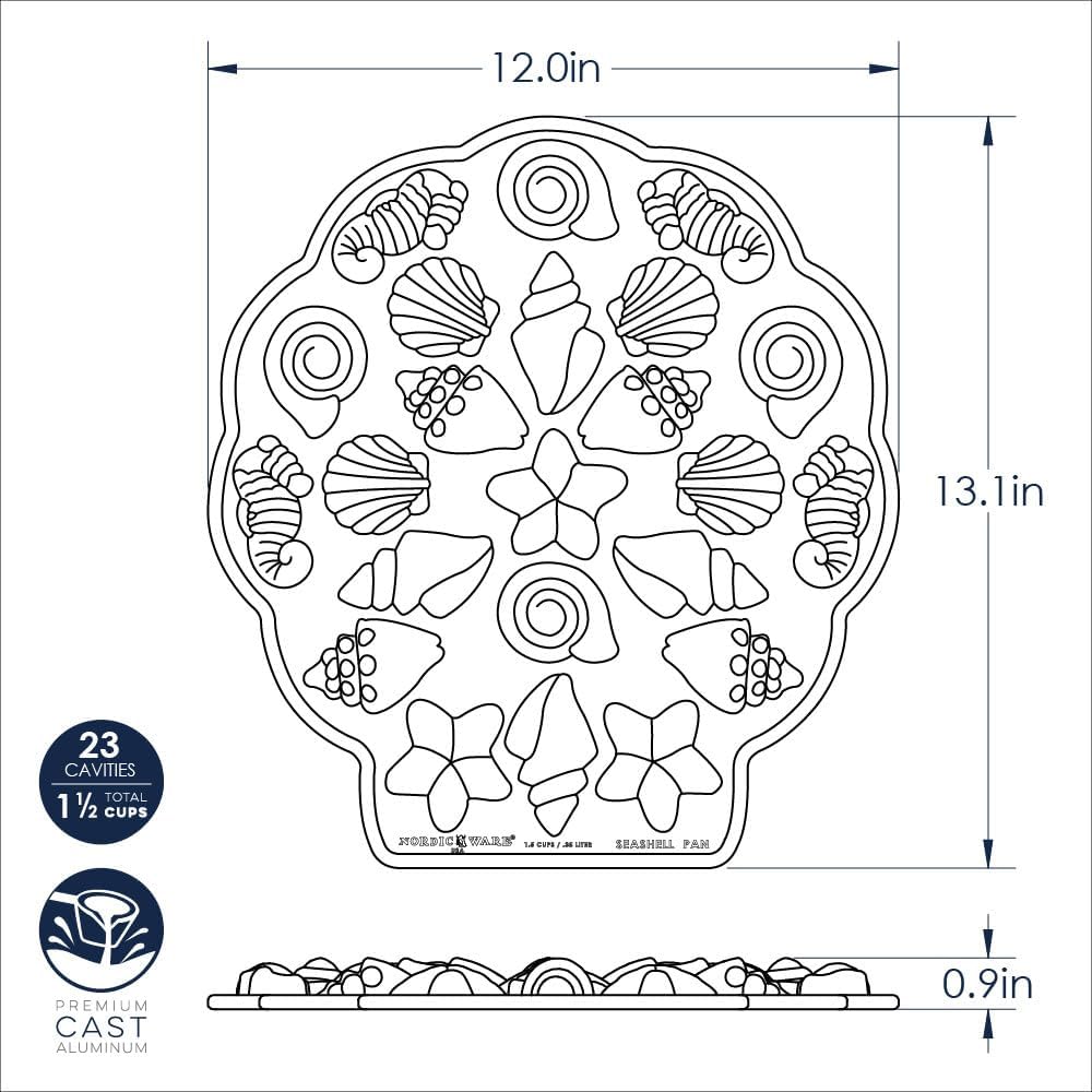 Nordic Ware Seashell Bites Pan, Original Gugelhupfform aus Aluminiumguss, offizielle Gugelhupf-Kuche