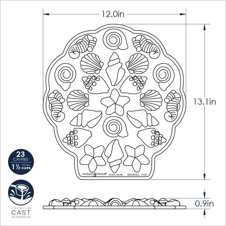 Nordic Ware Seashell Bites Pan, Original Gugelhupfform aus Aluminiumguss, offizielle Gugelhupf-Kuche
