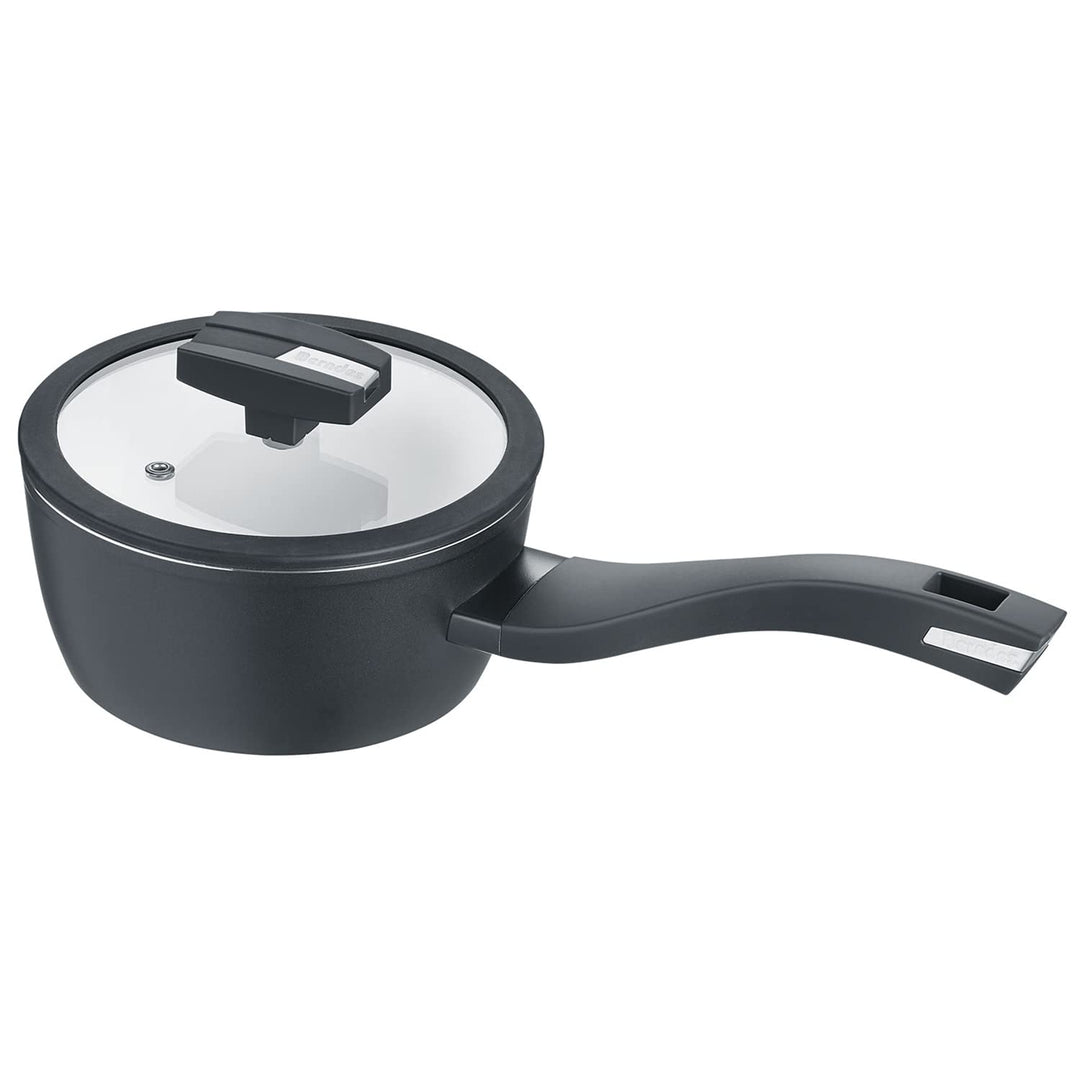Berndes Topf Balance b.nature 16 cm, Stieltopf mit nachhaltiger Beschichtung aus Quarz, inkl. Glasde