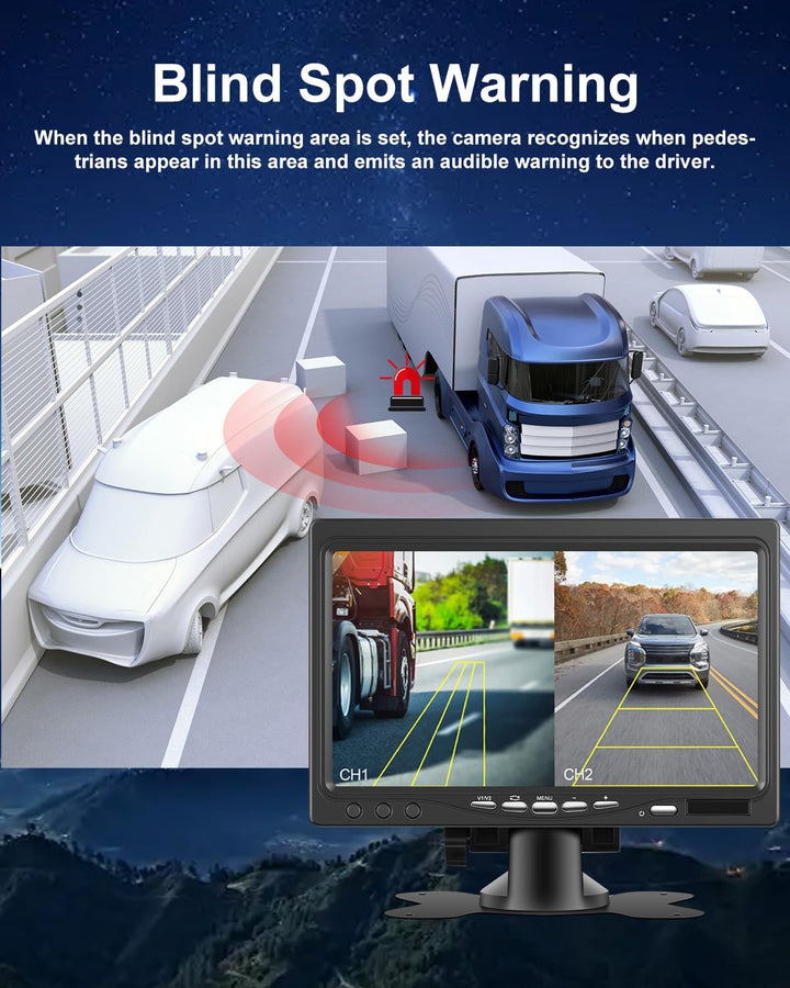 NHOPEEW Rückfahrkamera Kit mit 7 Zoll Monitor - Double 1080P Backup-Kamera Unterstützung IP69 wasser