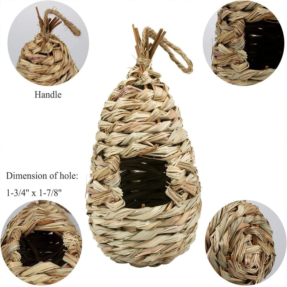 2 Stück Gras Bird Nest, Vogelhaus Vogelnest, Handgewebte Vogelhäuser, Kolibri-Haus für Draussen Aufh
