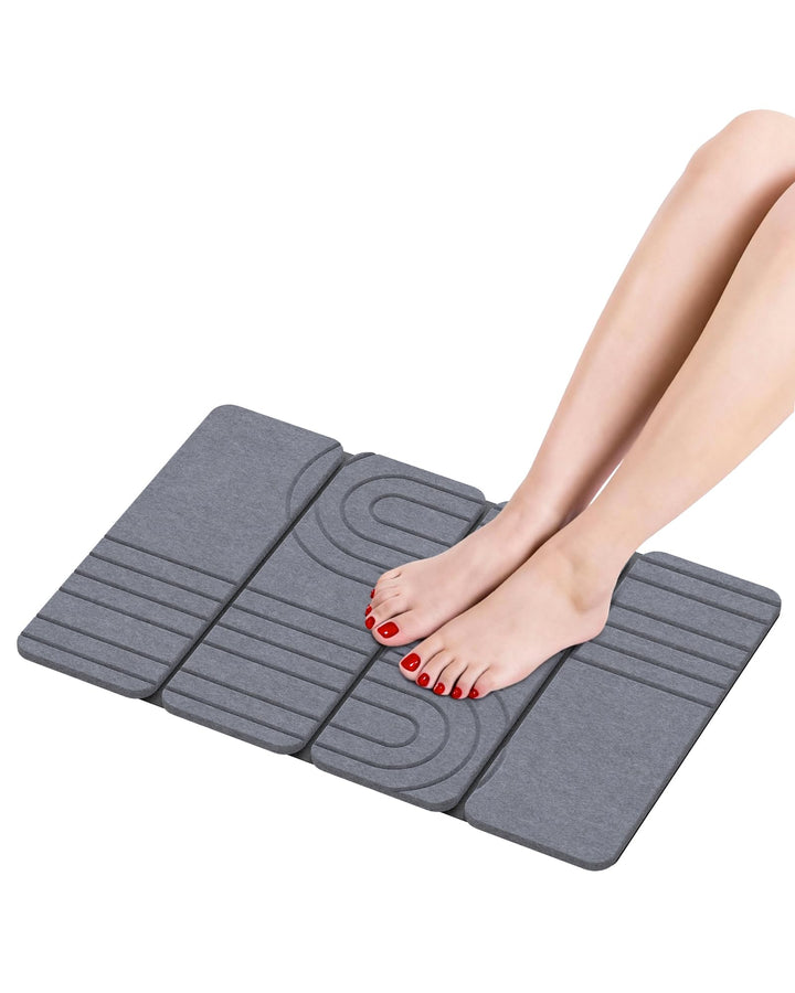 iHomara Faltbare Diatomee Erde Badematte, Schnelltrockner Stein Badezimmer Matte, 60cm x39cm x0.9cm