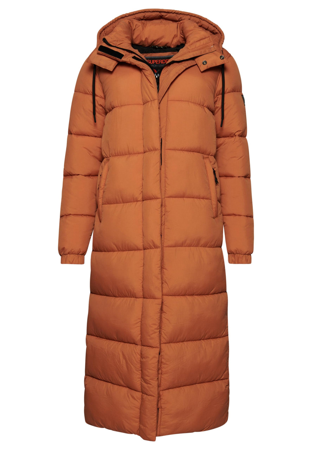 Superdry Damen Ripstop Longline Puffer Jacket Jacke 34 Caramel Grid, 34 Caramel Grid
