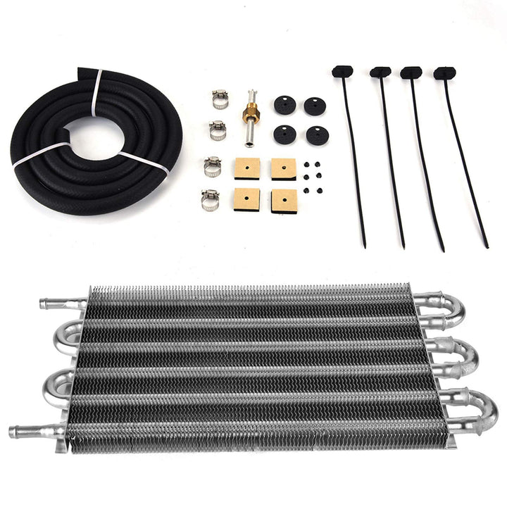 Universell Autoölkühler Ölkühler Aluminium Motor Ölkühler Kühler für Servolenkung, Auto 6 reihiger R