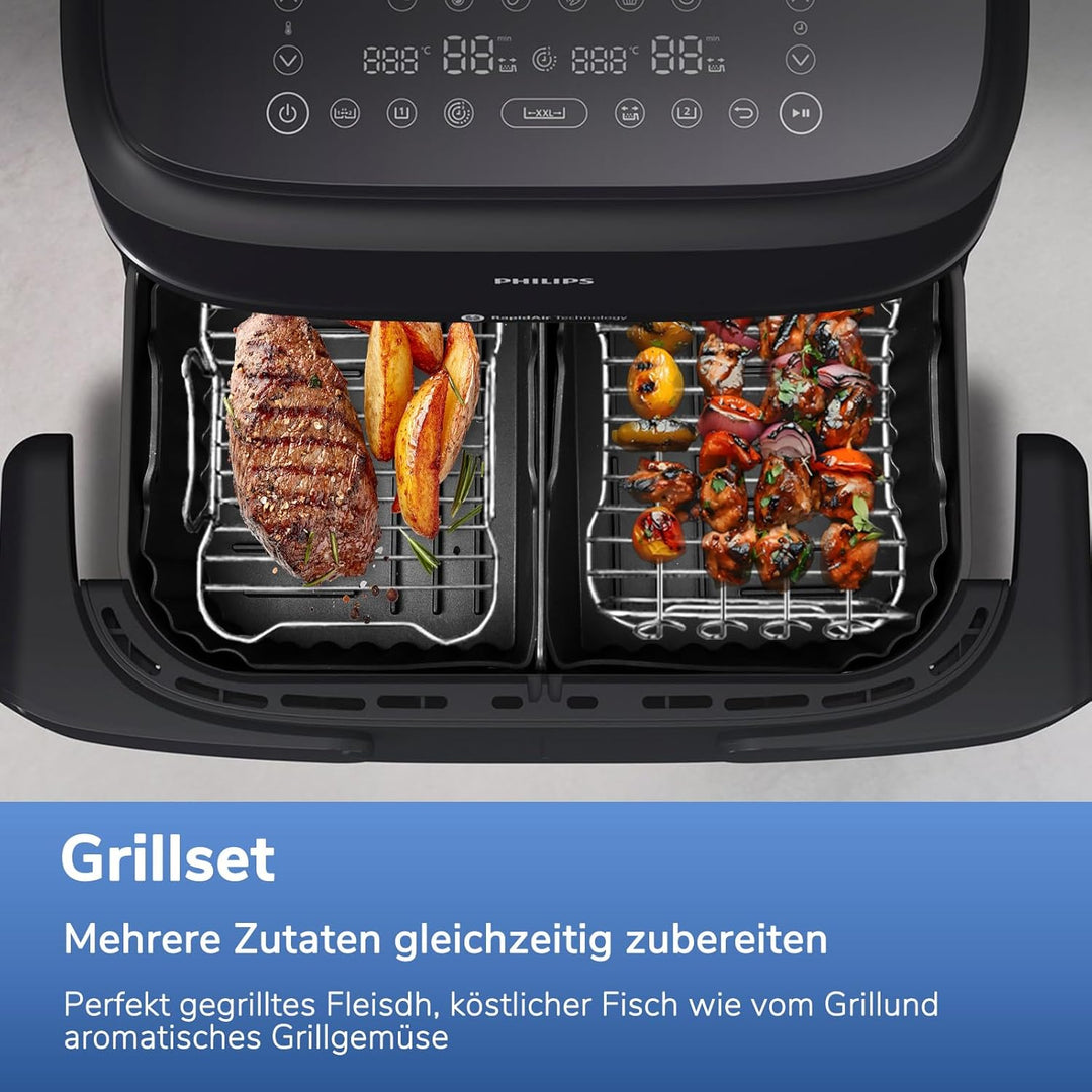 Heissluftfritteuse Zubehör für Philips Dual Flexbasket Airfryer 1000 Series 7,1L, 3Pcs Massgeschneid