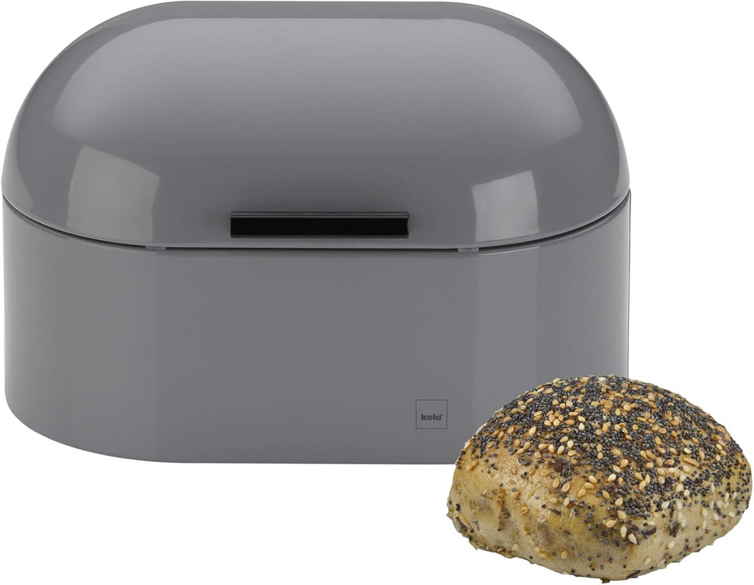 kela Brotkasten Metall mit Lüftungslöcher 25x15x17cm, kleine Brotbox mit Klappdeckel, FRISCOLINO, Br