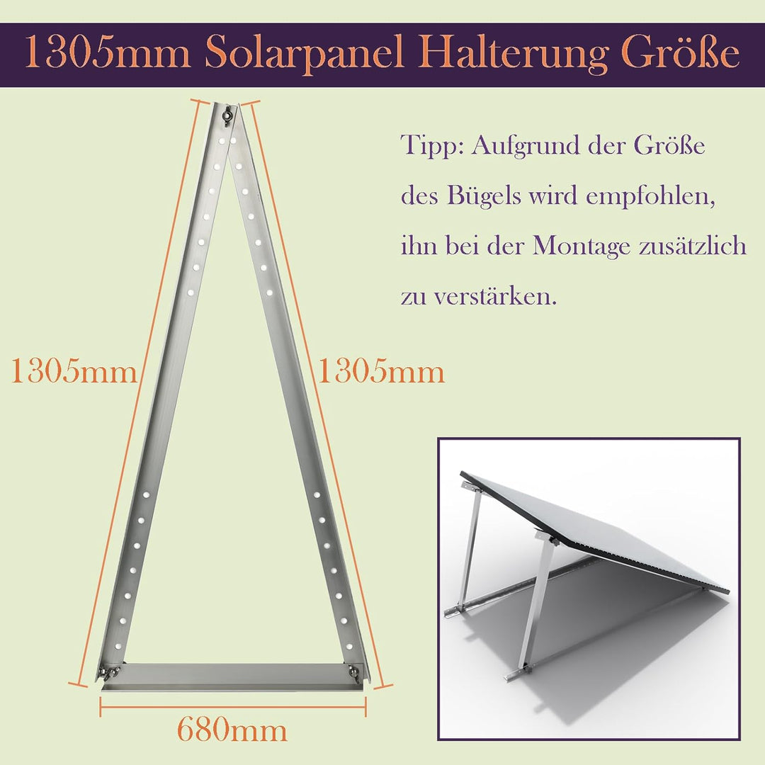 TEOV Befestigung Solarpanel Halterung Balkonkraftwerk 1305mm, Solarmodul Halterung Wandmontage für F