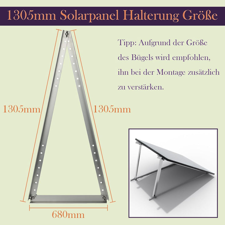 TEOV Befestigung Solarpanel Halterung Balkonkraftwerk 1305mm, Solarmodul Halterung Wandmontage für F