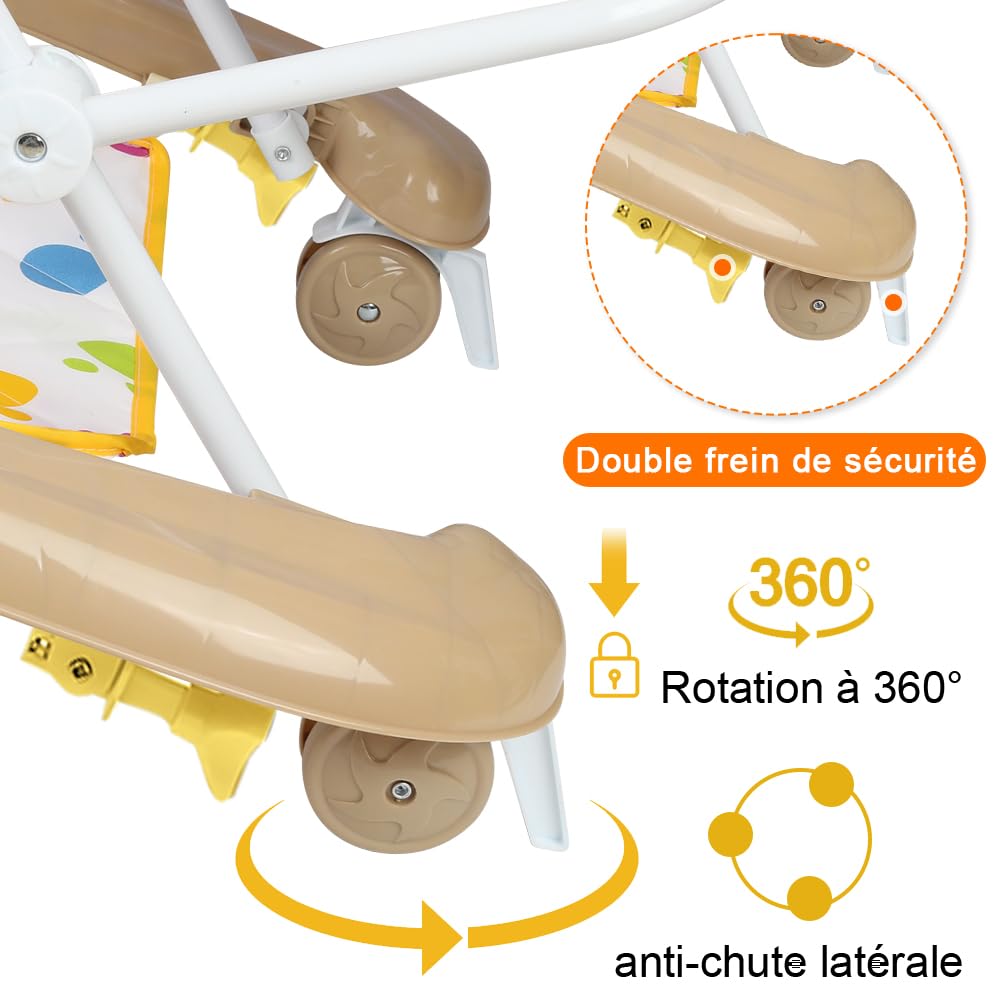 Baby Walkingstock, Gehstock mit Spieluhr und Licht, Waschbarer Sitz, für 6-18 Monate, 62 x 68 x 36-8