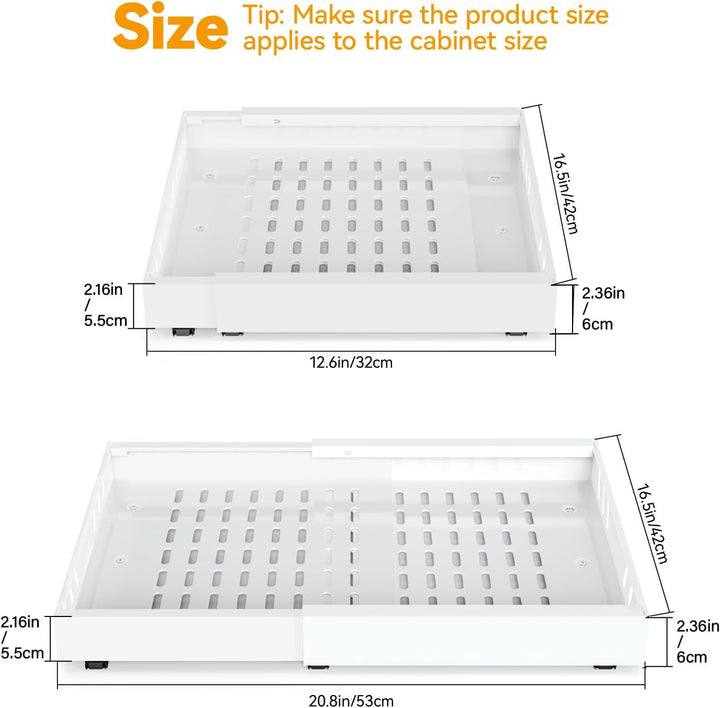 2 Pack erweiterbar Pull Out Cabinet Organizer Adhesive, Peel und Stick Slide Out Schubladen für Küch