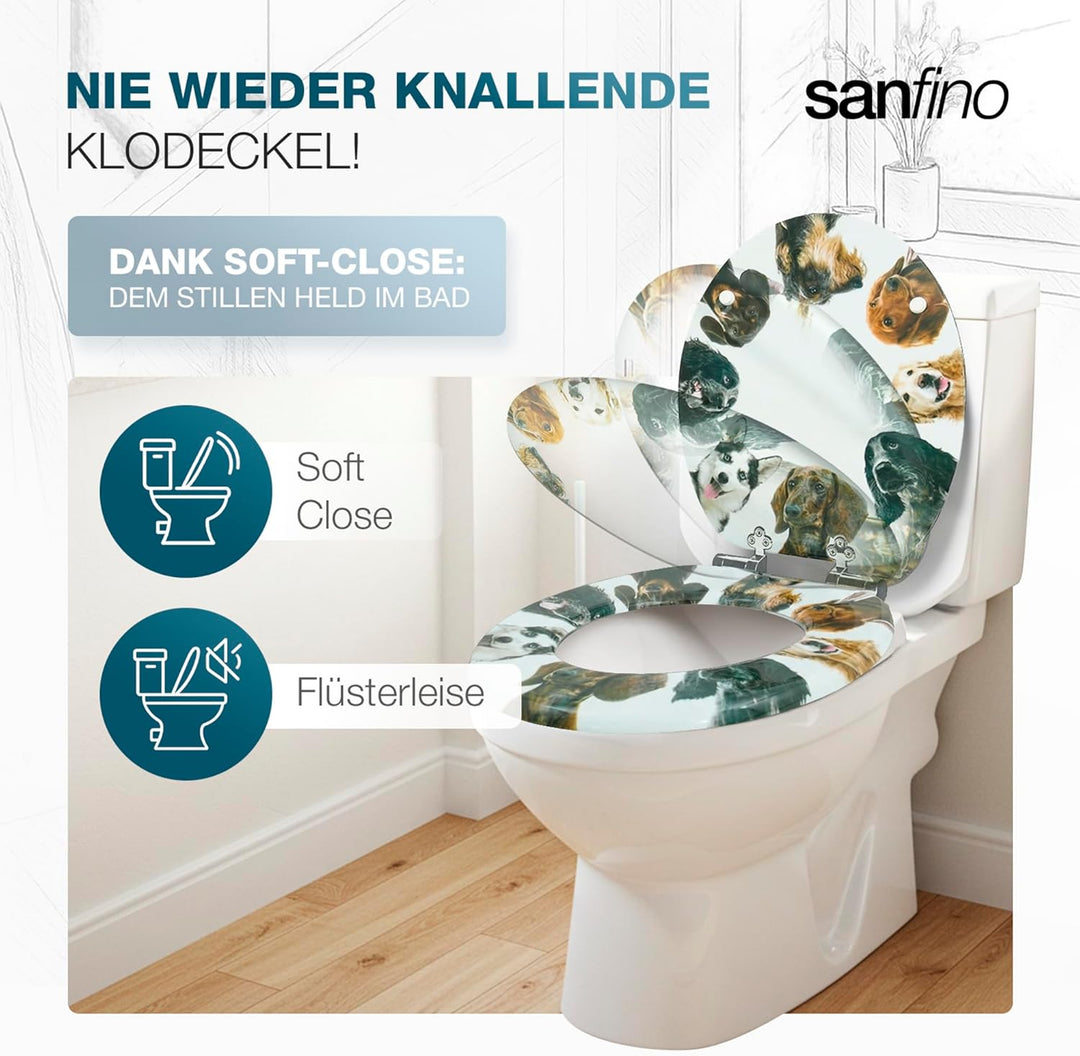 Premium WC Sitz mit Absenkautomatik – hochwertige Toilettendeckel aus Holz, viele bunte Motive, hohe
